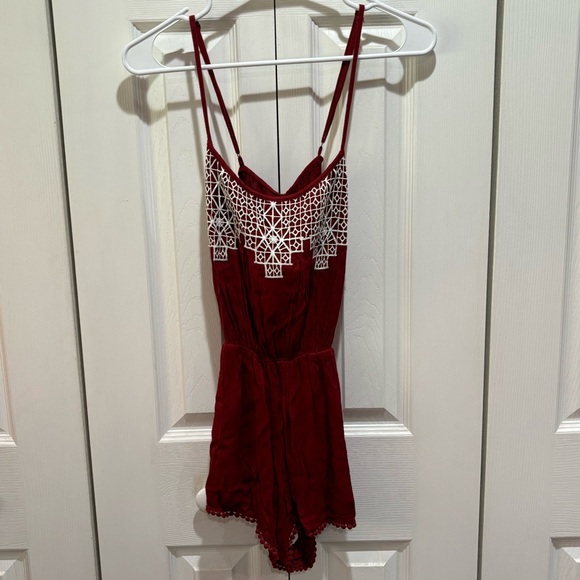 FOREVER 21 NWT Women’s Adjustable Pleated Romper / Swim Cover Up - red, size S - Picture 4 of 6